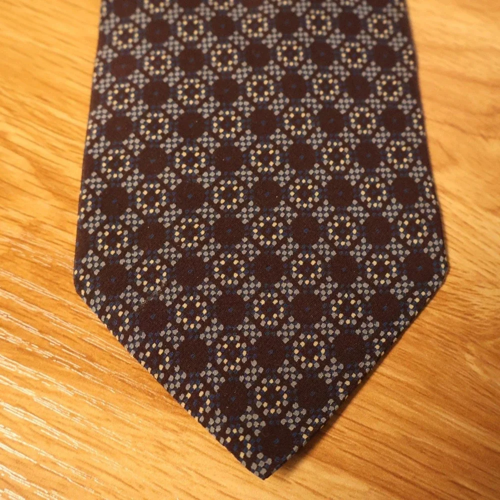 Giorgio Armani Cravatte Geometric Silk Tie Mens Italy Old Money Vintage 90s
